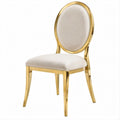 Cadeira de Jantar com Encosto Oval Dourado e Veludo Bege 48 x 55 x 98 cm