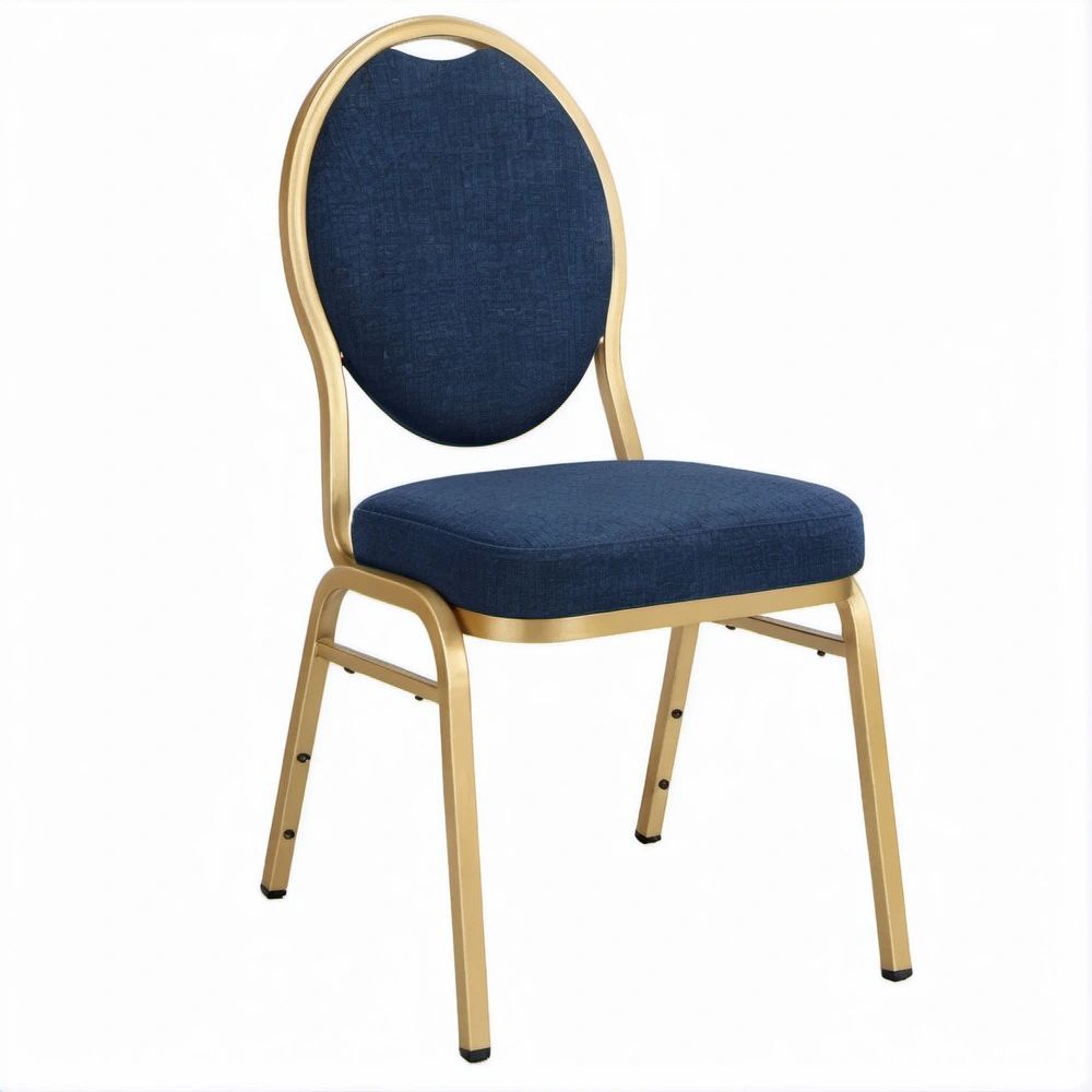 Cadeira para Sala de Jantar Azul e Dourada com Encosto Oval, 44 x 52 x 92 cm