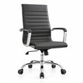 Cadeira de Escritório Giratória Preta e Cromada com Braços e Altura Regulável 60 x 60 x 110-120 cm