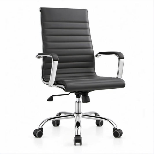 Cadeira de Escritório Giratória Preta e Cromada com Braços e Altura Regulável 60 x 60 x 110-120 cm