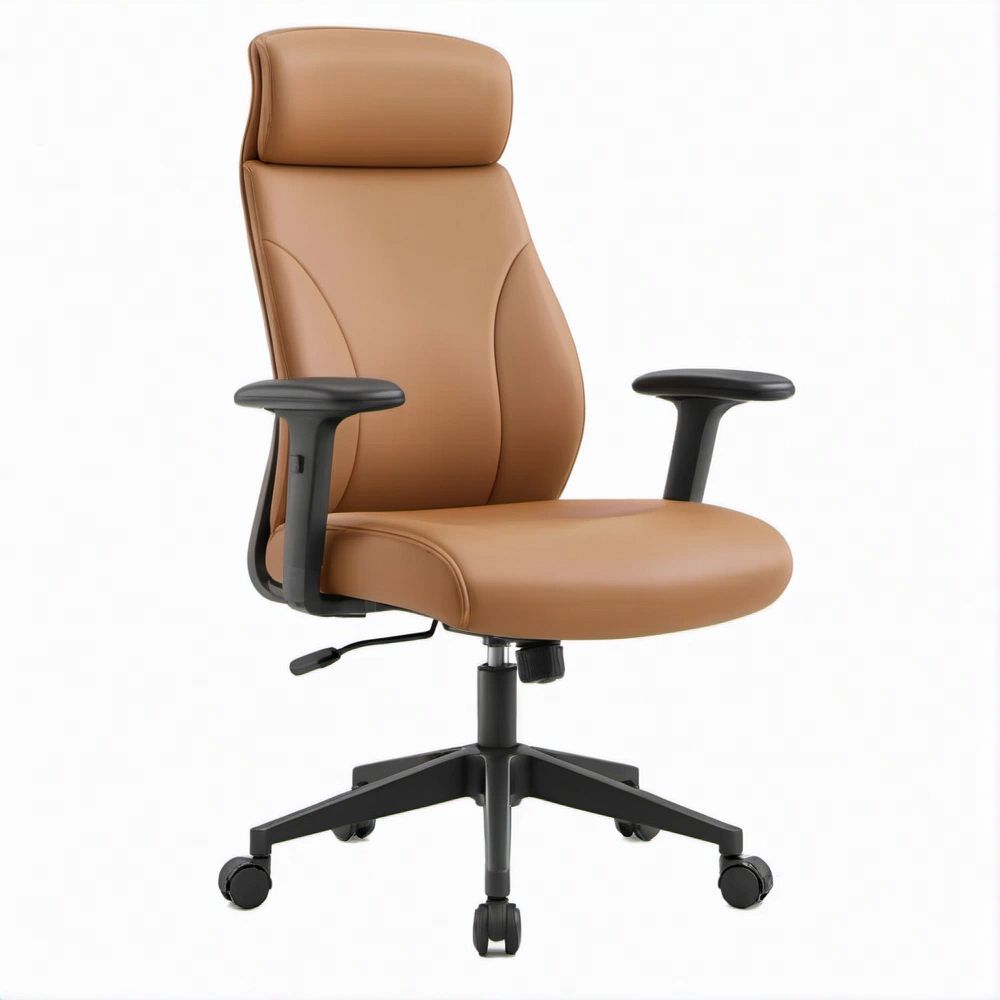 Cadeira de Escritório Ergonómica em Couro PU Castanho e Preto, 66 x 66 x 118-128 cm