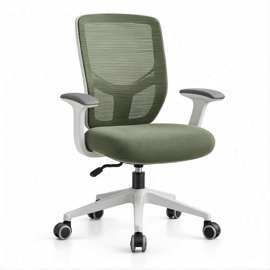Cadeira de Escritório Ergonómica Giratória em Malha Verde-Azeitona 64 x 64 x 112-122 cm