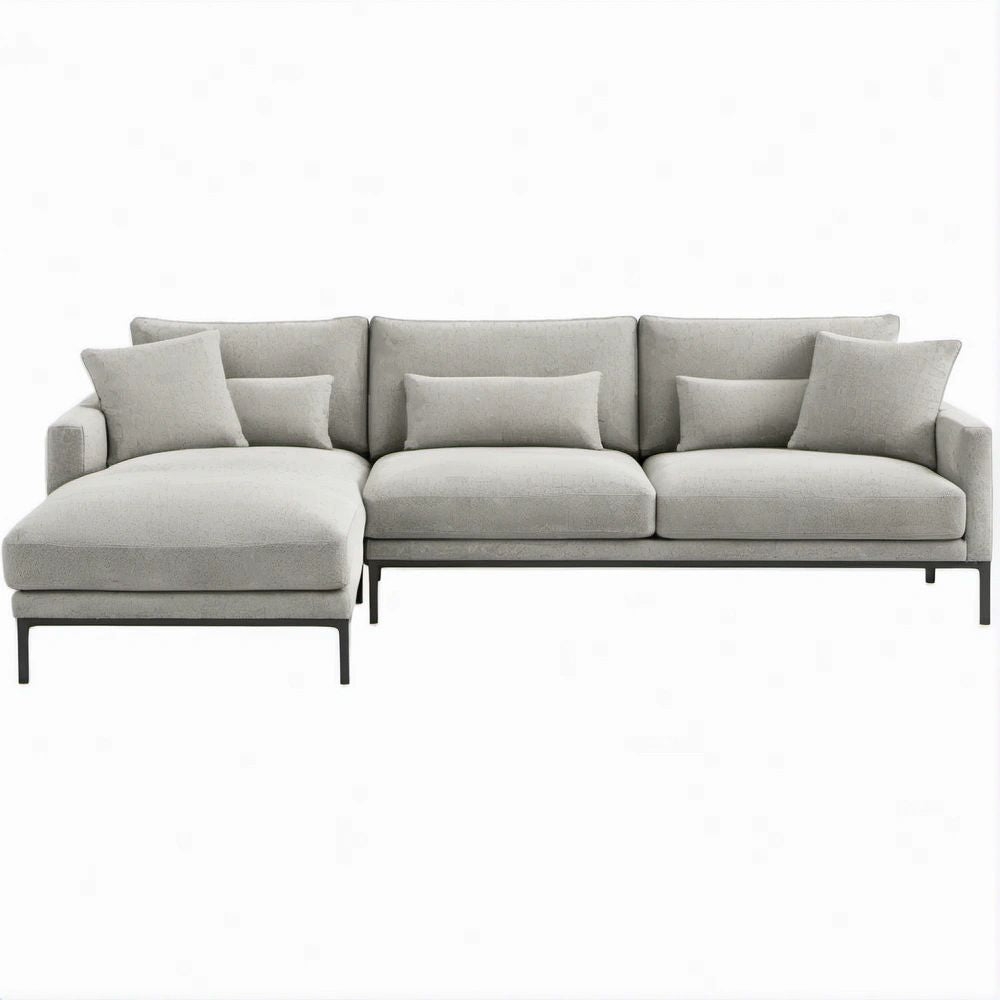 Sofá de Canto com Chaise Longue à Esquerda Cinzento-Claro e Preto, 280 x 160 x 85 cm